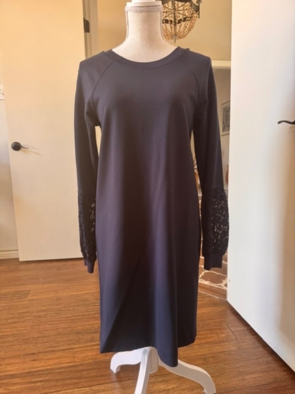 Ann Taylor Loft Navy Lace Long Sleeve Career Cocktail Size SP